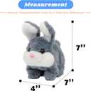 Hopearl Hopping Chubby Rabbit Interactive Electronic Pet Plush Bunny Toy with Sounds and Movements Animated Walking Wiggle Ears Twitch Nose Gift for Toddlers Birthday, Gray, 7''