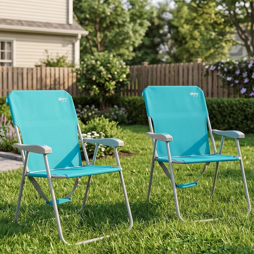 #WEJOY Folding Beach Chairs for Adults, High Back Lightweight for Camp Lawn, Oversized