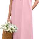 Ekouaer Long Nightgowns for Women Cotton Nightgown Short Sleeve Sleepdress with Pockets Full Length Sleepshirt Pink S