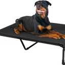 Veehoo Cooling Elevated Dog Bed - Raised for Large Dogs, Outdoor With Guardrail, Upgraded Non-Slip Feet, Breathable Teslin Mesh, Portable Camping Cot, 47 x 29 Inches, Black