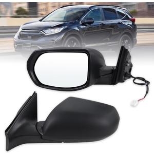 Left Driver Side Mirror Compatible With 2017 2018 2019 2020 2021 2022 Honda CRV With Manual Folding Power Glass Replace#76251TLCA21(3Pins) (Black)