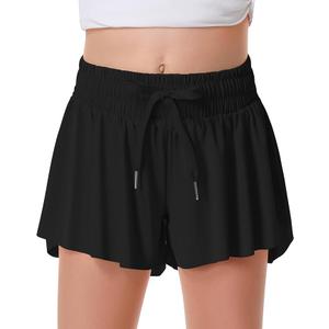 2Pack  Liberty Pro womens Flowy Shorts Butterfly Skirts With Pocket Shorts, Black,  S