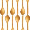 Long Bamboo Soup Spoons Set of 12, 8.5 Inch Wooden Dinner Spoons for Soup Ramen Cereal Rice, Reusable Eco Friendly Bamboo Eating Spoons, Japanese Style Kitchen Tableware