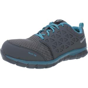 Reebok Work Women's RB044 Sublite Cushion Athletic Work Shoe Blue and Grey Alloy Toe Safety (11.5)