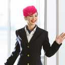 Pink Felt Stewardess Hat Flight Attendant Cap with for Women Costume Party Cosplay Performance