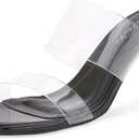 Clear Heels for Women Transparent Two Strap Block Chunky Square Heel Sandals Open Toe Slip On Mules for Women (7.5)