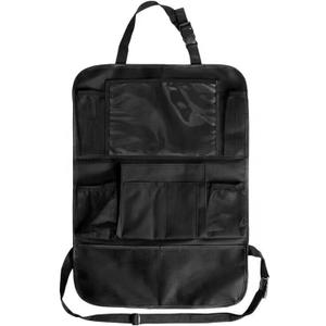 Backseat Car Seat Storage Bag, Back Seat Organizers and Storage Bag with Touch Screen Tablet Holder for Kids Toddlers Car Seats, Travel Accessories, Road Trip Essentials (Black)
