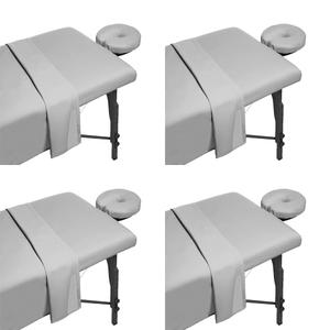 Massage Table Sheets 4 Sets, 3 Piece Reusable Set - Includes Massage Table Cover, Fitted Sheet and Face Rest Cover,Esthetician Supplies for SPA, Beauty & Tattoo Professionals (Dark Grey, Set of 4)