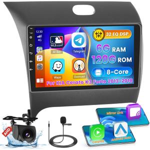 Roinvou [8 Core 6G+128G] for KIA Cerato K3 Forte 2013-2018 Android Radio with Wireless Carplay Android Auto, 9 Inch IPS Touch Screen Car Stereo, Bluetooth 5.0, 32 EQ, GPS, WiFi, 59UI, SWC