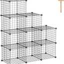 C&AHOME Wire Cube Storage - 9-Cube Organizer, Metal Grids, Modular Bookshelf, Closet Cabinet, Ideal for Home, Living Room, Office - 36.6'L x 12.4'W x 48.4'H Black