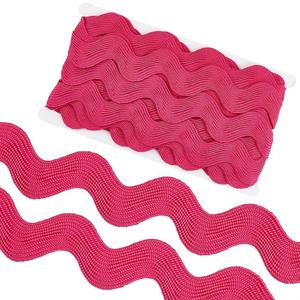 GORGECRAFT 10 Yard 1.58 Inch Jumbo RIC Rac Lace Trim Rick Rack Wave Bending Fringe Trimming Ribbon Large Sewing Braided Woven Fabric for Crafts Wrapping Wedding Cloth Party (Deep Pink)