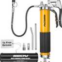 17 Piece Heavy Duty Grease Gun Kit: 14oz Grease Tube, Flexible Hose, 8000PSI Grease Pump, Grease Gun, Marine Tool, Durable Connectors, Adapters, Tubes