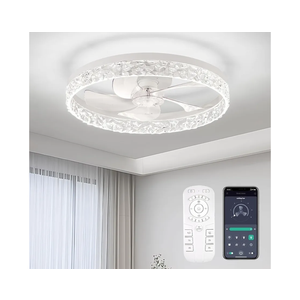 Ceiling Fans with Lights, Flush Mount Ceiling Fan with Lights and Remote, 6 Wind Speeds Low Profile Smart Ceiling Fan for Bedroom, Kids Room, Kitchen and Small Room 20"