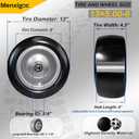 13x5.00-6 Flat Free Tire and Wheel, 13x5-6 Lawn Mower Tires, Zero Turn Front Tires, with 3/4" or 5/8" Bearings, 4"-6" Centered Hub, 13x500-6 Airless Solid Smooth Tire, 2 Pcs
