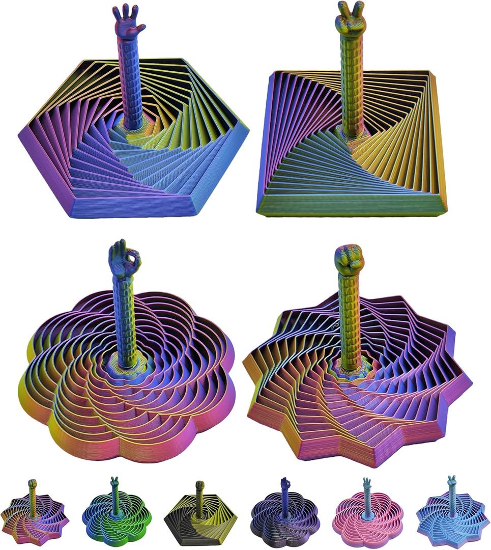 4Pack 3D Printed Expanded Sensory Fidget Star with Handle, 3D Printed Handheld Star Sensory Fidget Toy for ADHD, Autism & Anxiety, Ideal Valentines Day Birthday Gifts (Iridescent)