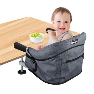 Hook On High Chair, Portable Foldable Clip On Baby Travel High Chair, Lightweight Feeding Seat with Storage Bag, BPA-Free Safety Harness for Home Restaurant (Grey)