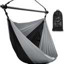 Hammock Swing Chair for Outdoor & Indoor, Lightweight & Portable, Perfect for Adults & Camping (Black, Gray)