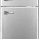 Frigidaire EFR3A1 Compact Small Top-Freezer Refrigerator, Stainless Steel Mini Bar Fridge, Platinum Series-21.26" D x 17.83" W x 33.5" H, 3.2 cu ft Double Door
