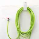 CroBlissful Garden Hose Holder Wall Mount Garden Water Hose Hanger Metal Line Hanger Holds Over 100' Heavy Duty Bracket for Outside Expandable Extension Cords Ropes Holder(White)