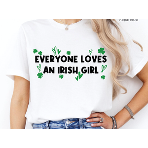 St Patricks Day Shirt Kids-Everyone Loves an Irish Girl Tee Tops Irish Shirts Kids Cute Four-Leaf Clover Tee, 140