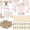 Patelai 321 Pcs Baby Shower Games Supplies, 5 Sets (50 Cards Each) Activities Cards with 20 Pencils 1 Don't Say Baby Sign 50 Clothespin (Highland Cow)