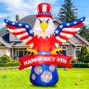 6FT Patriotic Independence Day 4th of July Memorial Day Inflatable Outdoor Decoration, Soaring American Bald Eagle, LED Lights Holiday Blow Up for Fourth July Party Garden Yard Lawn Decor