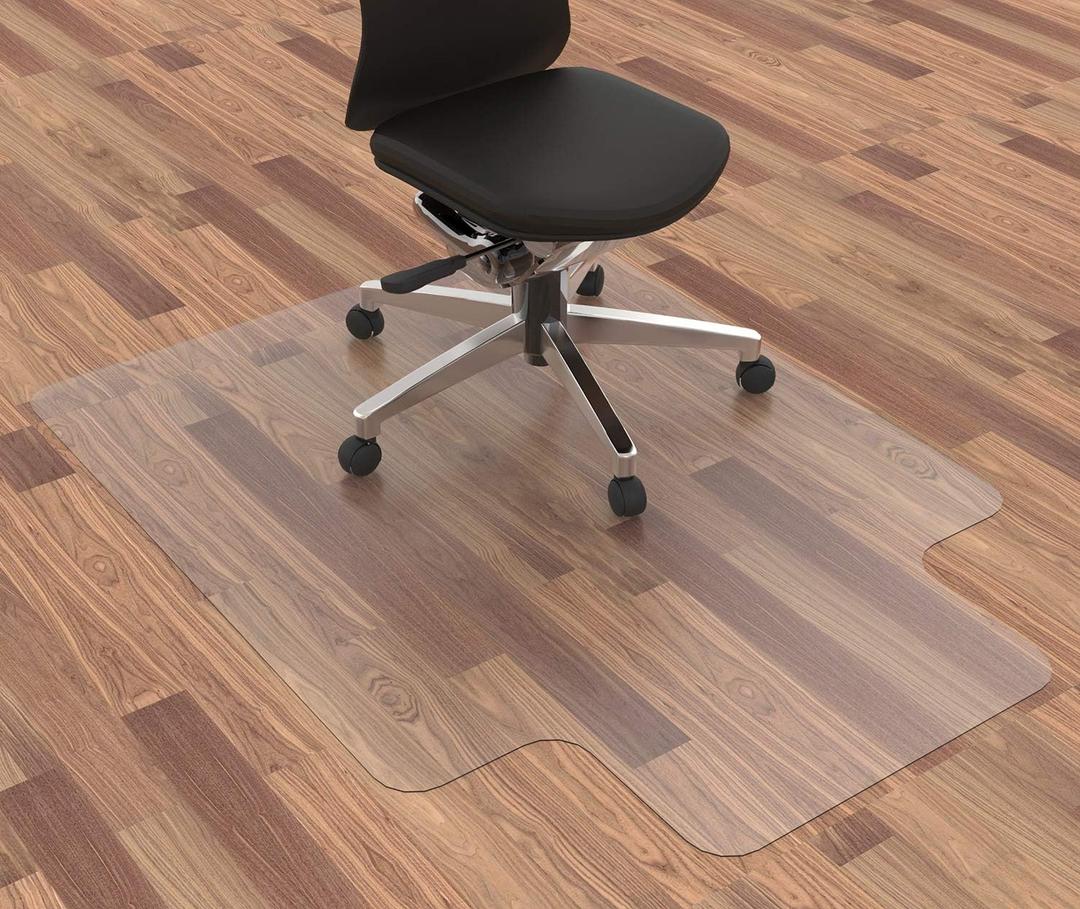Office Chair Mat for Hardwood Floor, 48x 36 Clear Floor Protector Mat for Office Chair, Vinyl Desk Chair Mat for Hard Floors, Easy Glide for Chairs, 36" x 48" With Lip