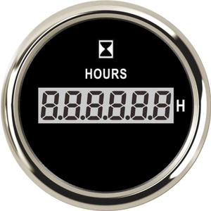 52MM 2" Hour Meter Gauge Red Backlight for Marine Boat 9-32V Waterproof (Silver)