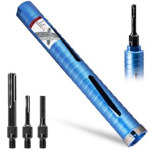 1 3/4" Dry Core Drill Bit, 5/8"-11 Thread, with 3 Adapters Included: SDS Plus, SDS Max and 1/2" Hex Shank; 9.5" Drilling Depth Diamond Concrete Core Bit for Masonry Brick Block Stucco (44)