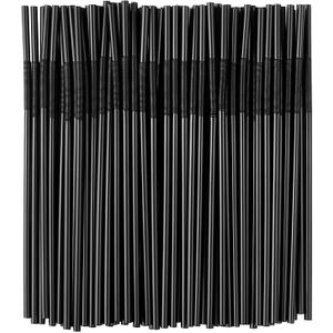 200PCS Black Flexible Plastic Straws,Black Disposable Bendy Party Fancy Straws13inch Extra Long Straws Party Decorations