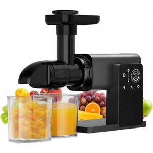 Cold Press Juicer Machines, Slow Masticating Juicers with LED Smart Touch Screen, Professional Extractor for Leafy Greens, Kale & Fibrous Vegetables, 2 Modes & Reverse, BPA-Free