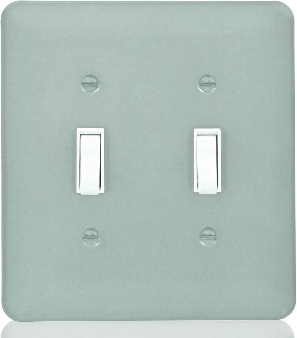Light Switch Cover Metal Wall Plate Ash Gray,Glossy Finish,Unbreakable Zinc Alloy,2-Gang 5''x4.5'' (Gray, Double Toggle)