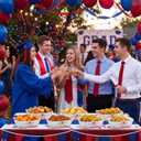 Ceenna 50 Pcs Red White Blue Wildflower Graduation Party Decor 2026 Floral Paper Food Serving Tray Freshly Flower Congrat Grad Food Boat Class of 2026 Disposable Plate Supplies for Snack Nacho Popcorn