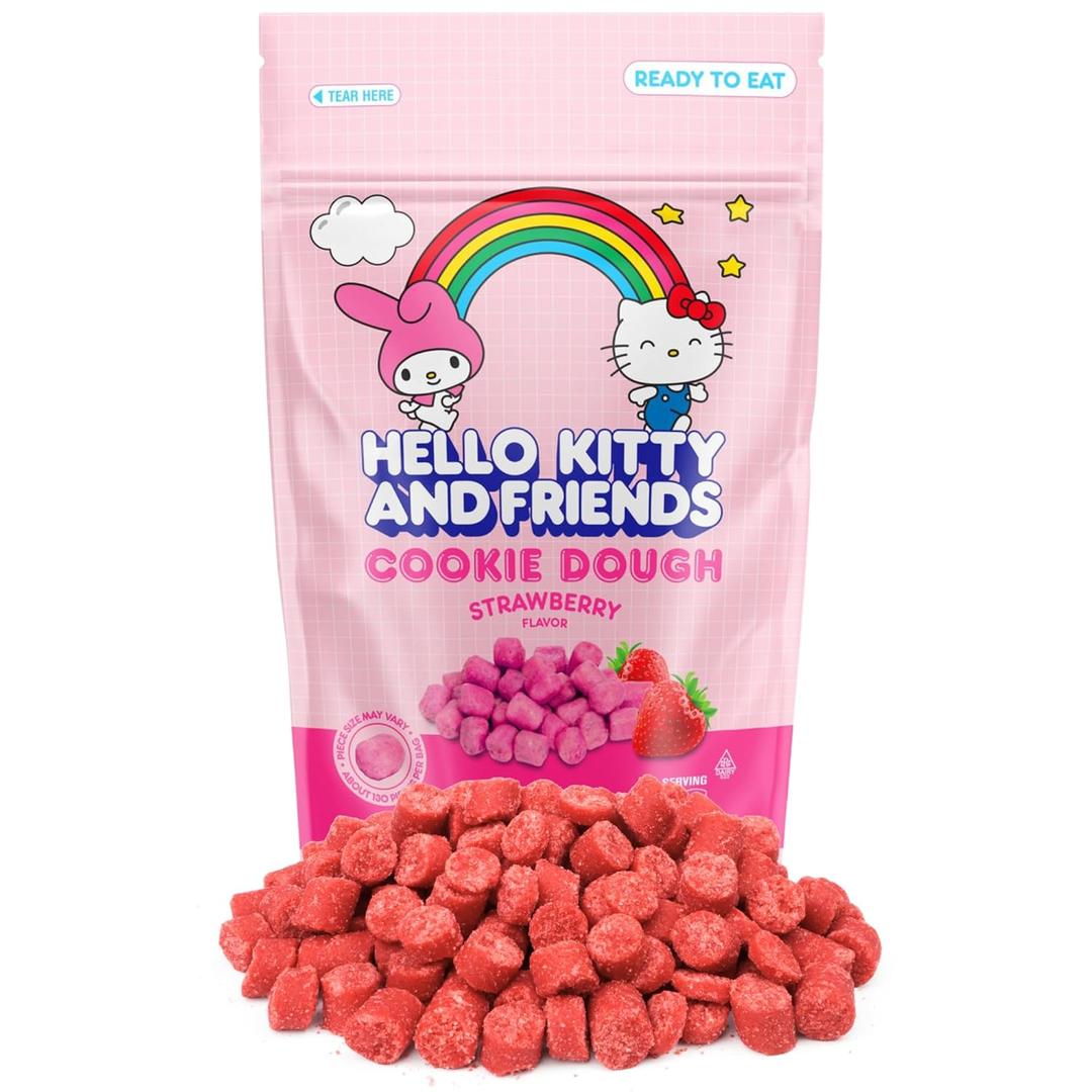 Hello Kitty Cookie Dough, Ready to Eat Strawberry Flavored Candy, Resealable Bag, 8.5 Ounces BBD: 07/23/26