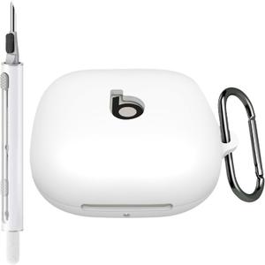 Seltureone Compatible with Beats Powerbeats Pro 2 Case with Cleaning Kit and Carabiner, Soft Silicone Protective Case Cover Compatible with Powerbeats Pro 2 - White