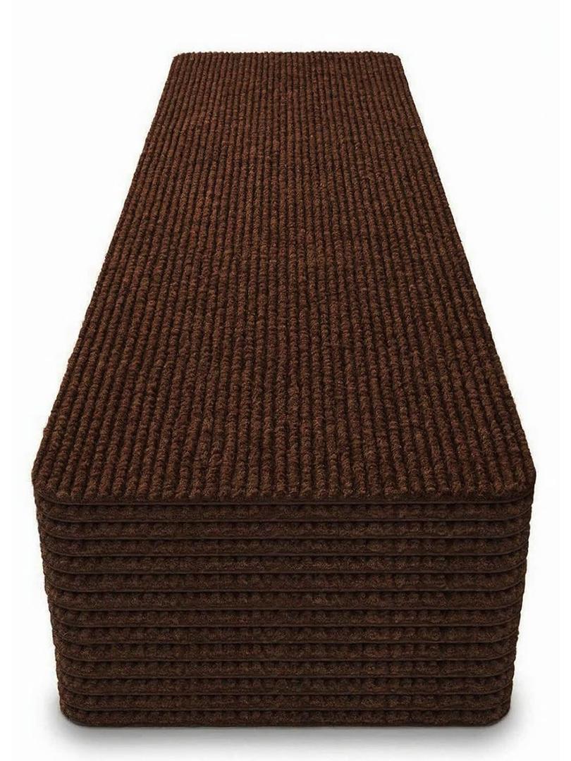 8x30 Carpet Stair Treads Pack of 15 with Stickers for Easy Peeling - Self-Adhesive Peel and Stick Carpet for Stairs - Works with Most Subfloor Types - Brown Stair Treads