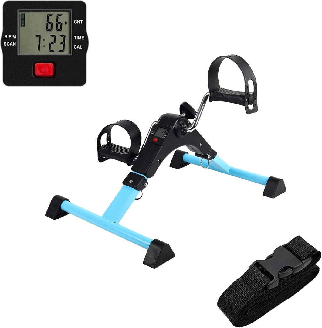 AHMED Folding Under Desk Bike Pedal Exerciser for Arm/Leg Medical Fitness Exercise Bike Mini Portable Home Workout (Blue)