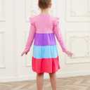 Bumeex Girl's Dresses Cotton Ruffle Sleeve Tiered Swing A-Line Cute Midi Casual Sundress (5T, #Pink)