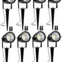 Low Voltage Landscape Lights, 10W 12/ 24V 2700K Warm White Landscape Lighting, IP65 Waterproof Outdoor LED Spotlight for Garden Yard Tree, 8 Pack with Connectors