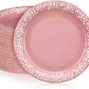 Yungyan 100 Pcs 9 Inch Pink Cielito Lindo Party Decoration Cielito Lindo Paper Plates Platos De Barro Mexican Plates for Baby Shower Talavera Wedding