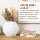 MyGift White Ceramic Flower Vases, 10 inch Pampas Grass Vase, Decorative Shell Shaped Vase for Living Room, Modern Aesthetic Home Decor