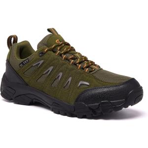 SHULOOK Men's Waterproof Hiking Shoes Lightweight Anti Slip Outdoor Ankle Boots Breathable Hike Trekking Trails Shoe (9.5, Army/Green)