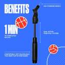 SPORTBIT Ball Pump for Sports Balls - Push & Pull Inflating System - Hand Pump for All Exercise Balls - Volleyball Pump, Basketball Inflator, Football & Soccer Ball Air Pump - Goes with 5 Needles Set (Black)