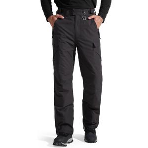 FREE SOLDIER Men's Waterproof Snow Insulated Pants Winter Skiing Snowboarding Pants with Zipper Pockets (XX-Large(46-48)/32L, Black)