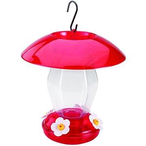 More Birds Hummingbird Feeder, Plastic Hummingbird Feeders, Red, 4 Feeding Stations, 20-Ounce Nectar Capacity, Jubilee