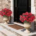 4 x GLIDLION 24 Bundles Artificial Geranium Flowers for Spring Summer Decor, UV-Resistant Fake Plants Realistic Faux Silk Bouquets for Front Door Farmhouse Garden Porch Home Outdoor Decor (Red)