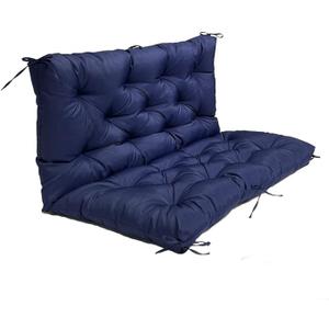 SEAHOME Waterproof Bench Cushion with Backrest, 2 or 3 Seat Swing Replacement Cushions Overstuffed for Garden Patio Furniture Loveseat Swing Outdoor Bench Cushions (39.4 x  39.4 x 3.94inch, Navy Blue)