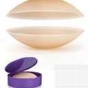 Nipple Covers for Women Reusable Silicone Nipple Covers Waterproof Sticky Pasties with Travel Case (Size 2 (Fits C-D Cups), Caramel-1pairs)