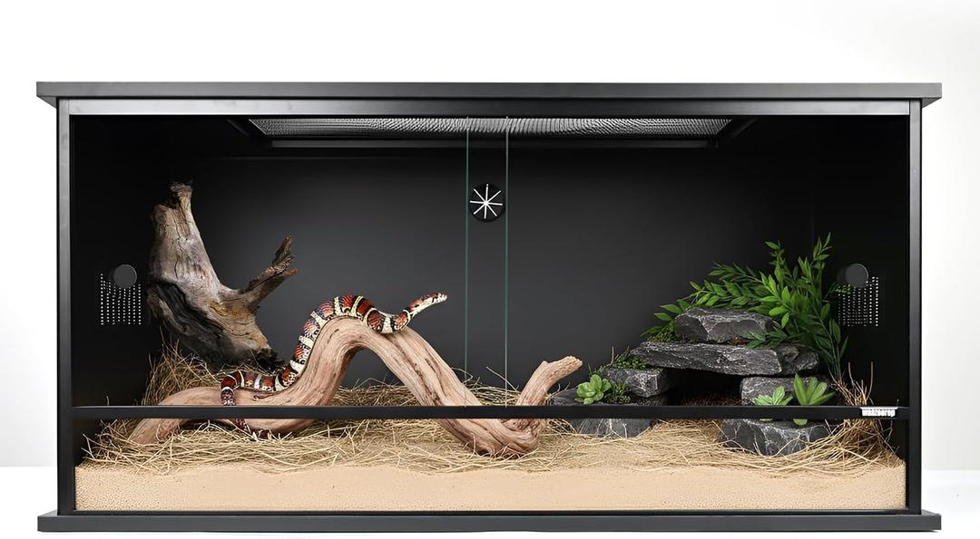 36x18x18 Inch PVC Reptile Enclosure,50 Gallon Reptile Tank Cage for Snake,Ball Python,Bearded Dragon,Gecko,Lizard,Turtle with Front Sliding Door and Top Screen Ventilation