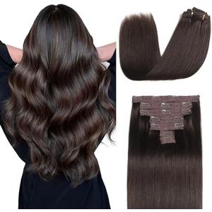 Sisily Clip in Hair Extensions Real Human Hair, 22 Inch Premium Human Hair Clip in Extensions Dark Brown, Soft Straight Hair Extensions Real Human Hair Clip ins 7PCS Double Weft（22 Inch #2）